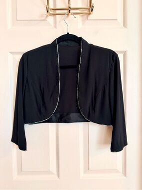 Black rhinestone crop jacket